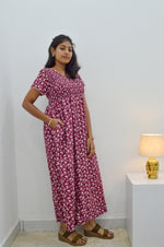 Crush Smocking Nighties for Stylish Women | Soft wrinkled texture Smocking Model | Rounded neck with Side Pocket | Daily wear Nighties for trendy women (PPL)