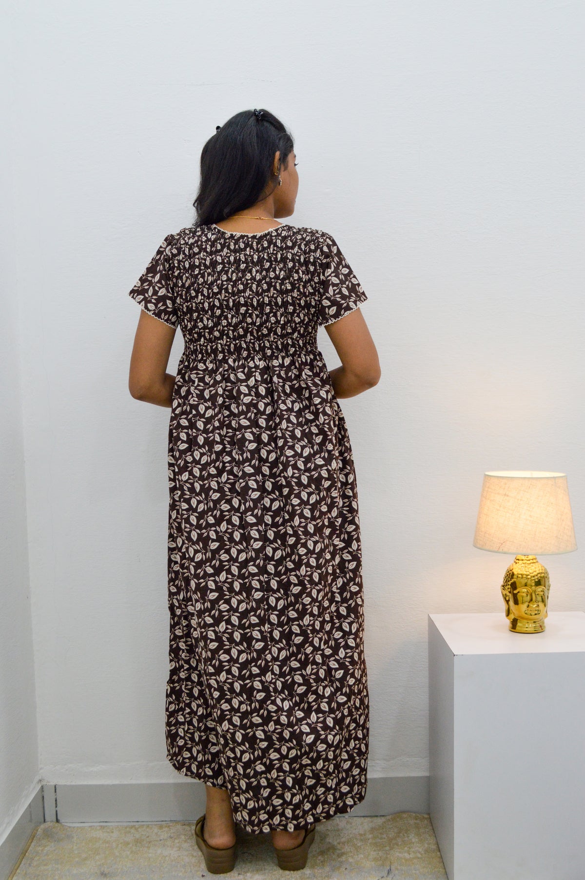 Crush Smocking Nighties for Stylish Women | Soft wrinkled texture Smocking Model | Rounded neck with Side Pocket | Daily wear Nighties for trendy women (PPL)