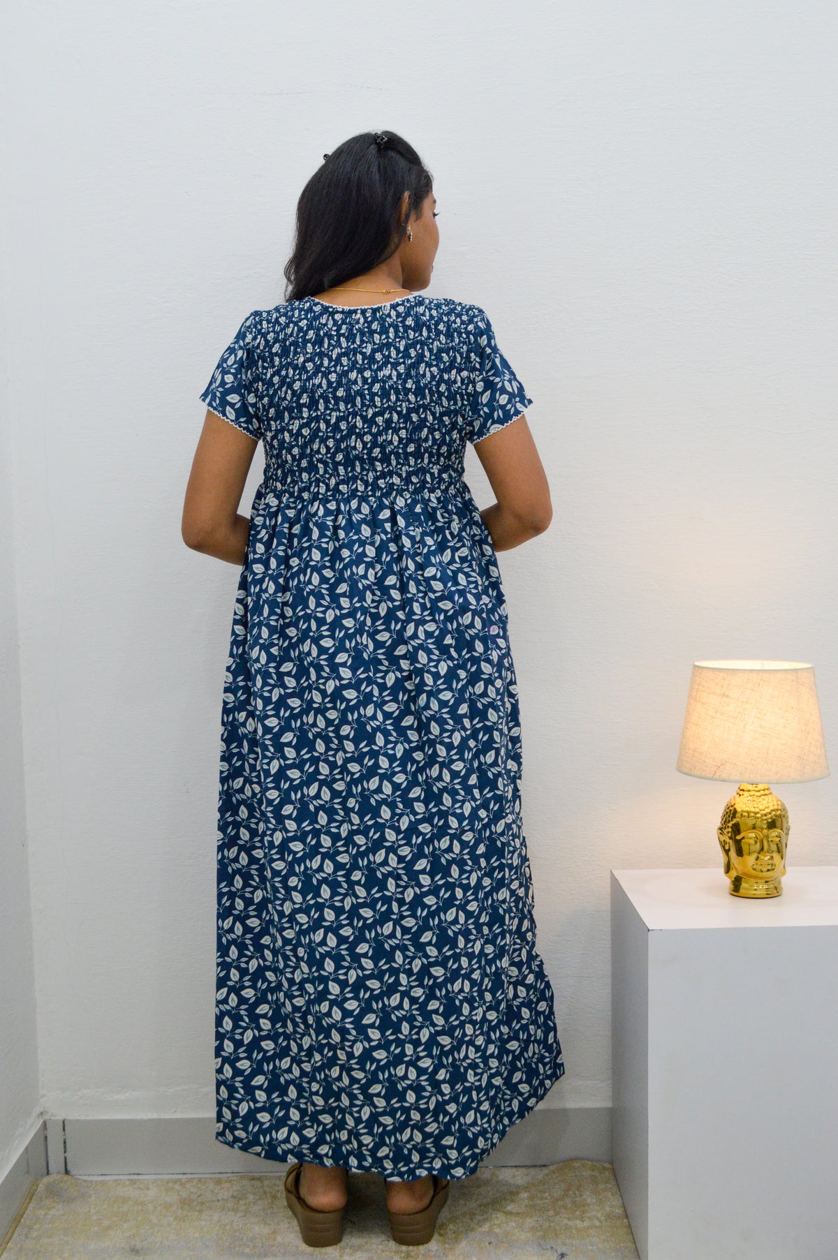 Crush Smocking Nighties for Stylish Women | Soft wrinkled texture Smocking Model | Rounded neck with Side Pocket | Daily wear Nighties for trendy women (PPL)