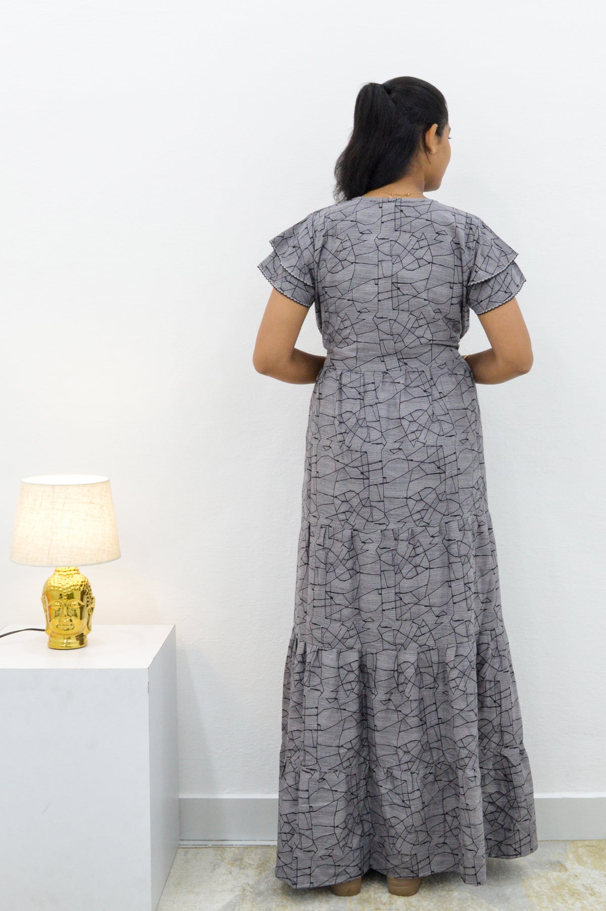 Stylish Arrivals Alpine Gathering Frock Model Night Gown's | Front Adjustable Gathering Style Rope Rope | Puff Sleeve | Trending Collection's for Stylish Women's (GFF)