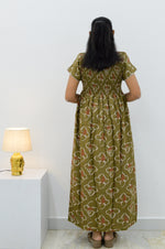 ALPINE Smocking Nighty | Beautiful Pleated Design | Side Pocket | Stylish Nighty for Trendy Women's | Your Perfect Nightwear Collection's (SAP)