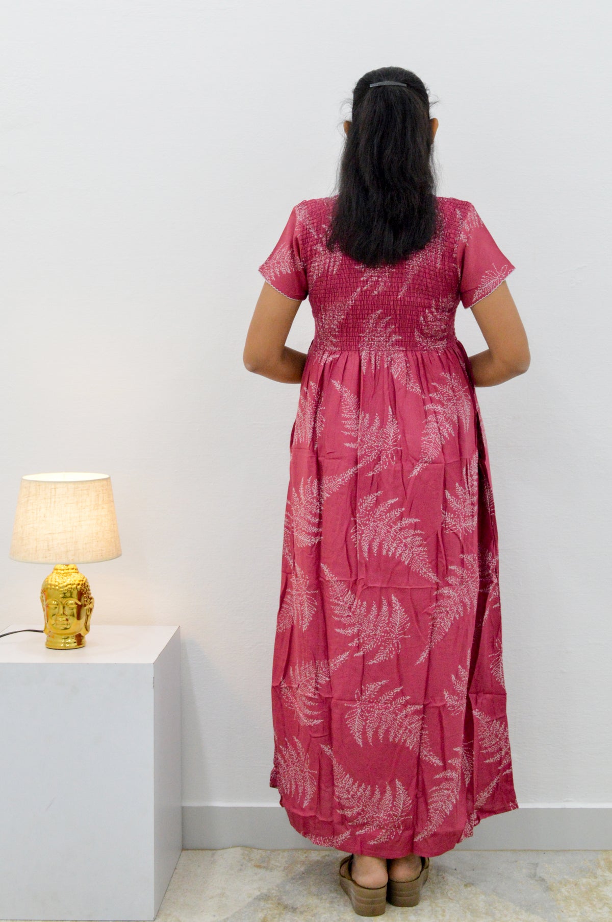 ALPINE Smocking Nighty | Beautiful Pleated Design | Side Pocket | Stylish Nighty for Trendy Women's | Your Perfect Nightwear Collection's (SAP)