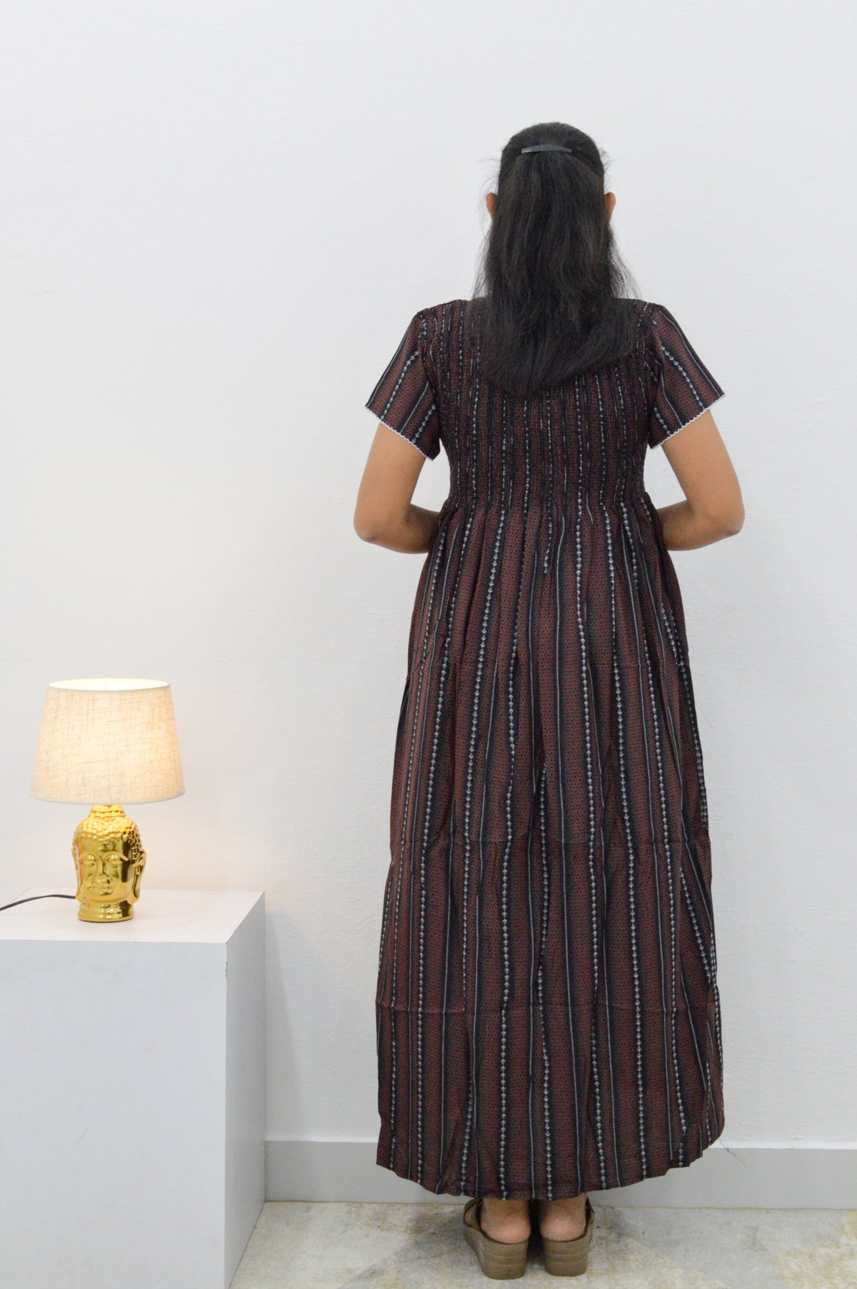 ALPINE Smocking Nighty | Beautiful Pleated Design | Side Pocket | Stylish Nighty for Trendy Women's | Your Perfect Nightwear Collection's (SAP)