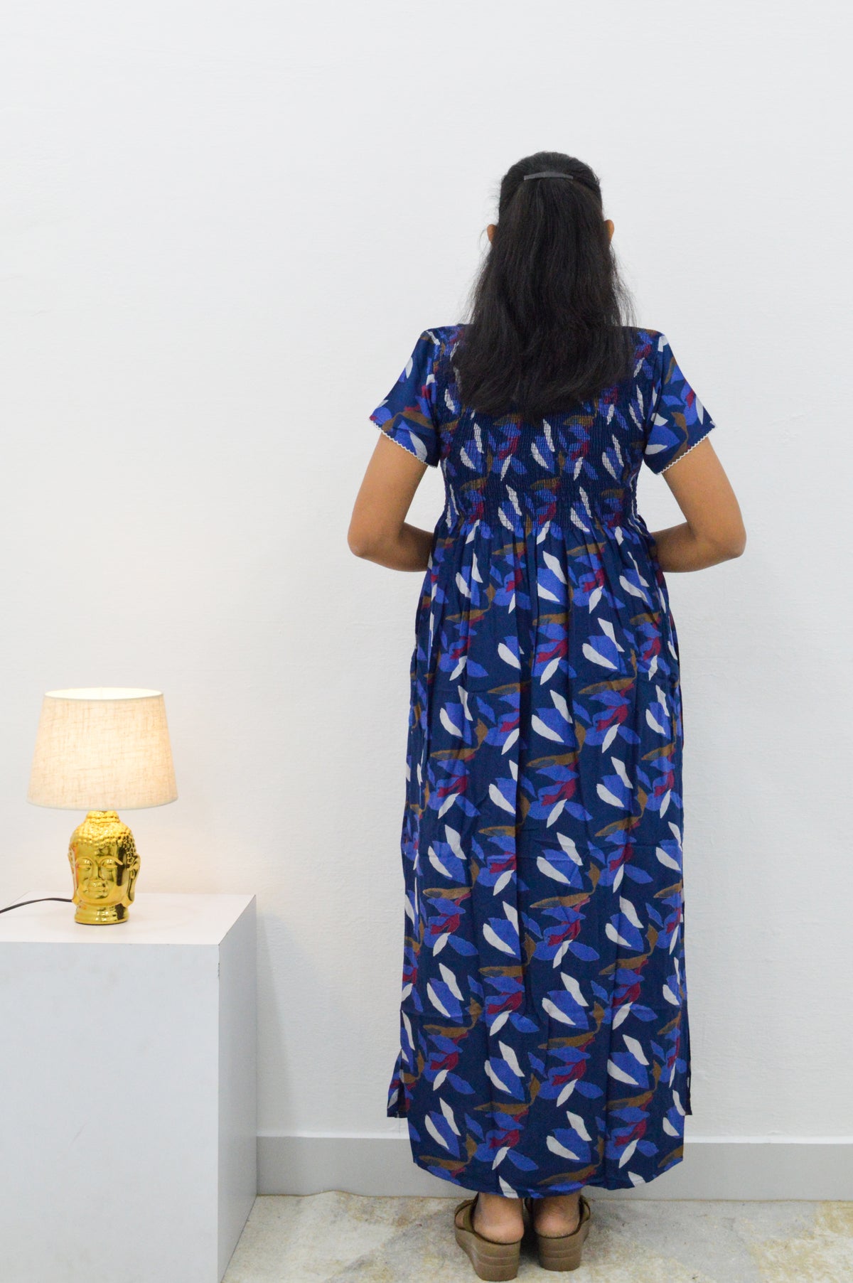 ALPINE Smocking Nighty | Beautiful Pleated Design | Side Pocket | Stylish Nighty for Trendy Women's | Your Perfect Nightwear Collection's (SAP)