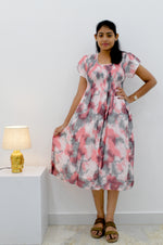 MANGAI Premium Rayon MAXI Frock Smocking Night Gown | Stretchable & Comfort Fit | Fancy Pleated Style with Side Pocket | Round Neck Nightwear for Stylish Women (SRM)