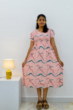 MANGAI Premium Rayon MAXI Frock Smocking Night Gown | Stretchable & Comfort Fit | Fancy Pleated Style with Side Pocket | Round Neck Nightwear for Stylish Women (SRM)