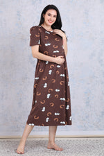 New HOSIERY Cotton Zipless Feeding Wear | Fancy Sleeve with Round Neck | Flap Open Zipless Feeding wear for Pregnancy Women (MMG)