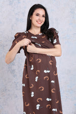 New HOSIERY Cotton Zipless Feeding Wear | Fancy Sleeve with Round Neck | Flap Open Zipless Feeding wear for Pregnancy Women (MMG)