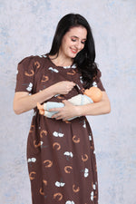 New HOSIERY Cotton Zipless Feeding Wear | Fancy Sleeve with Round Neck | Flap Open Zipless Feeding wear for Pregnancy Women (MMG)