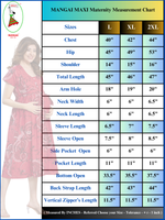 Navy Blue Ethnic Print Rayon Maternity Maxi Dress for Women | Feeding Zip Nursing Wear with Side Pocket | Adjustable Back Tie Pregnancy & Casual Wear (FIO-M