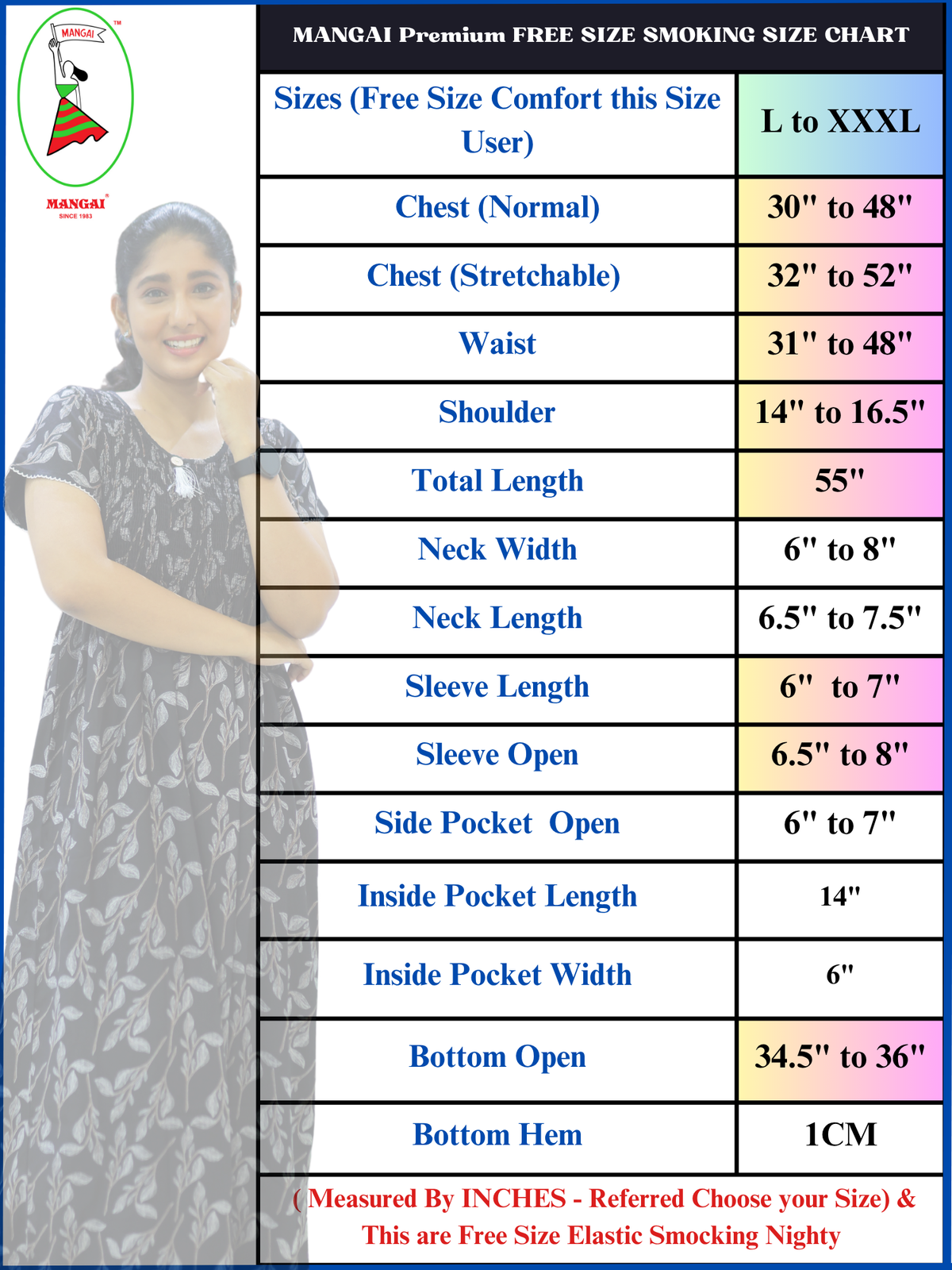 ALPINE Free Size Smocking Nighty | Beautiful Pleated Design | Side Pocket | Elastic Stretchable Model | Stylish Nighty for Trendy Women's(ALS-FS)