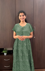 Stylish Alpine FULL FROCK Model Nighties| Fancy Sleeves & Neck Pattern| Side Pocket with Back Tie Rope | Perfect Nightwear Trendy Women's (FRK)