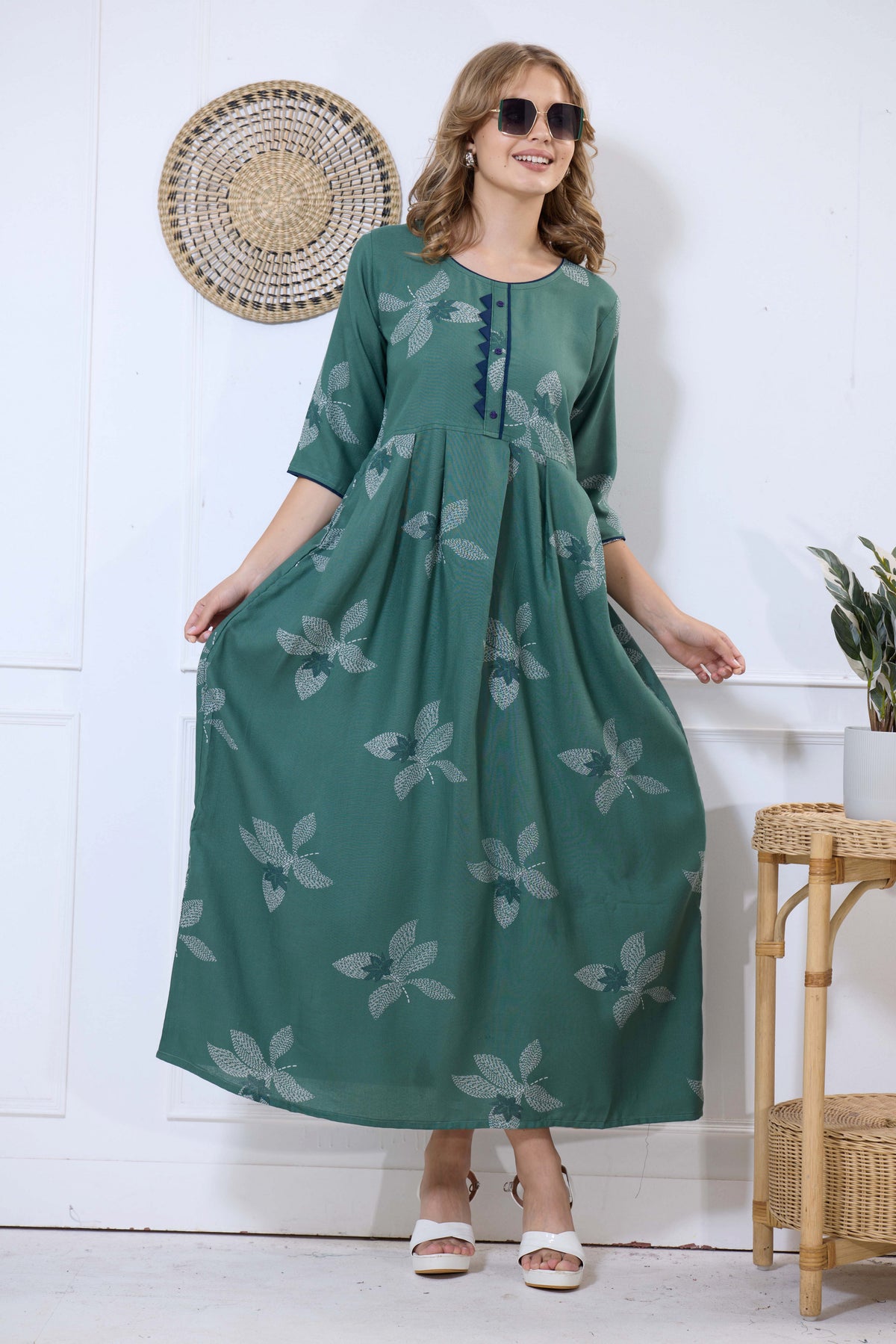 Alpine KURTI Style | Beautiful Stylish KURTI Model | Long 3/4 Sleeve & Side Pocket | Fresh Collection's for Stylish Women's (AK-3/4)