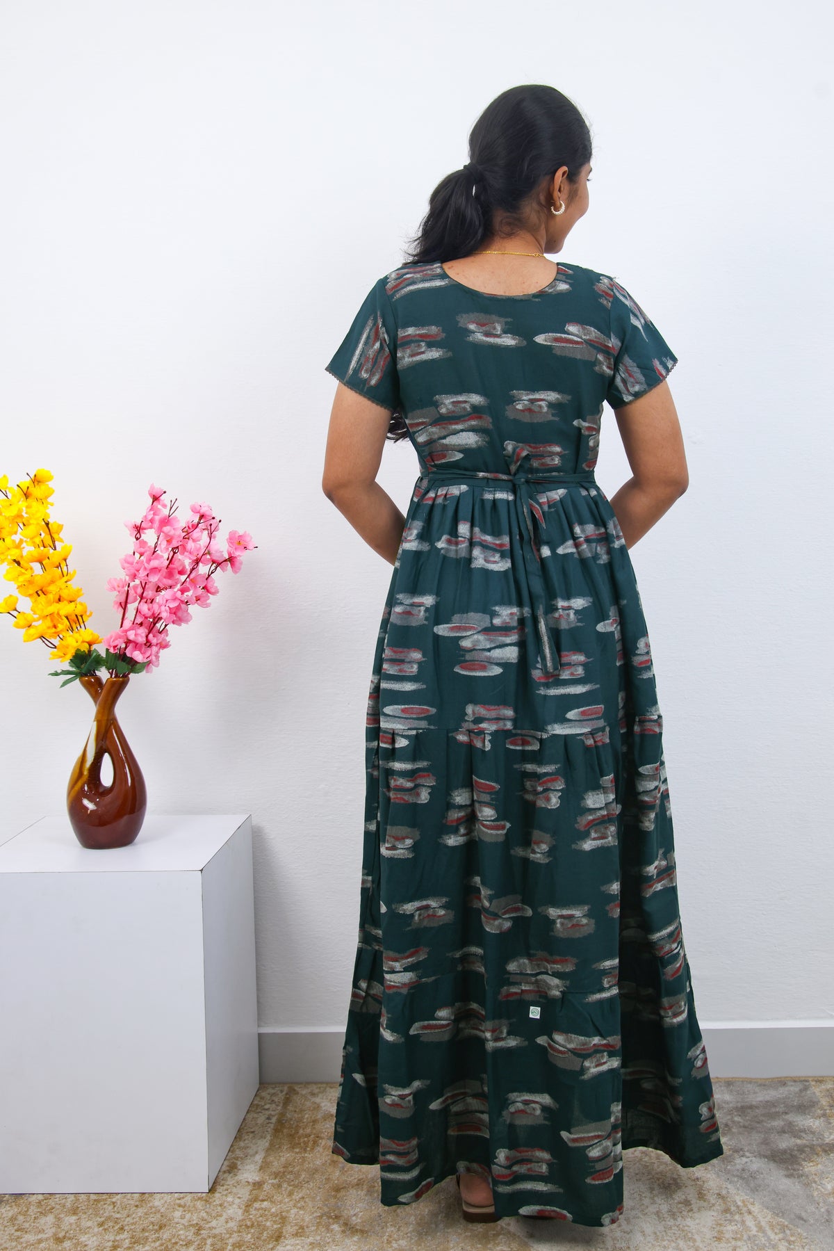 Stylish Alpine 3 Layer Frock Model Nighties| Fancy Sleeves & Neck Pattern| Side Pocket with Back Tie Rope | Perfect Nightwear Trendy Women's (AFK)