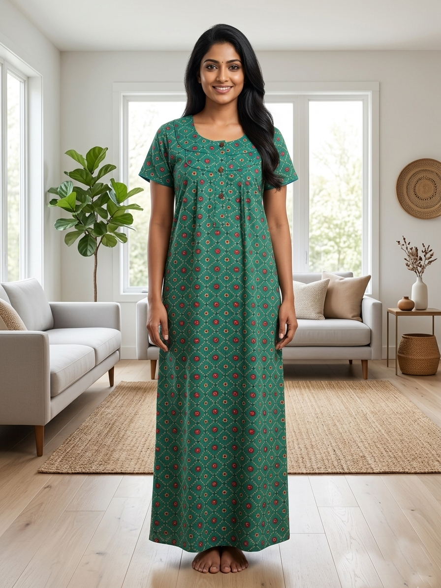 MANGAI New Regular Fit Cotton PrintedNighties - All Over Printed Stylish Nightwear for Stylish Women | Beautiful Nighties for Stylish Women's (ATR)