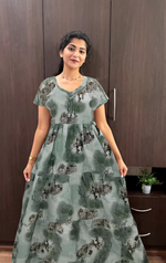 Stylish Alpine FULL FROCK Model Nighties| Fancy Sleeves & Neck Pattern| Side Pocket with Back Tie Rope | Perfect Nightwear Trendy Women's (FRK)