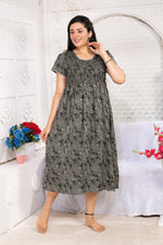 Alpine Smocking Maxi Frock Model Nightgown for Trendy Women's & Teenage Girl's | Stretchable Comfort to Body Fit | Side Pocket & Stylish Round Neck MAXI Gown for Women's Teenage Girl's (ASM)