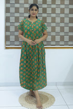 Cotton Gathering Frock for Summer Arrivals | Side Pocket | Elegant Casual Night Wear for Trendy Women's (FKC)