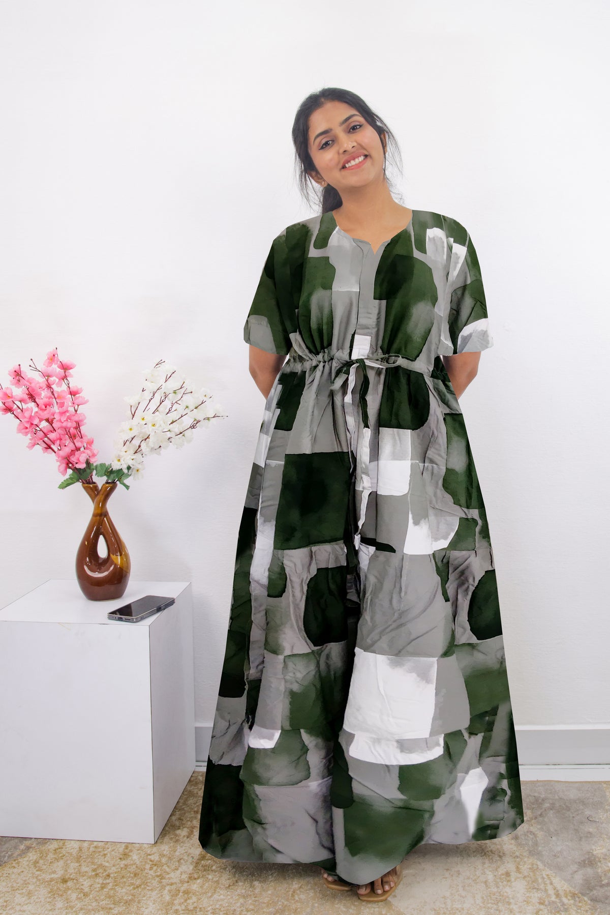 Stylish Arrivals Rayon Gathering Frock Model Night Gown's | Front Adjustable Gathering Style Rope Rope | Puff & Double Layer Sleeve's | Trending Collection's for Stylish Women's (FKG)