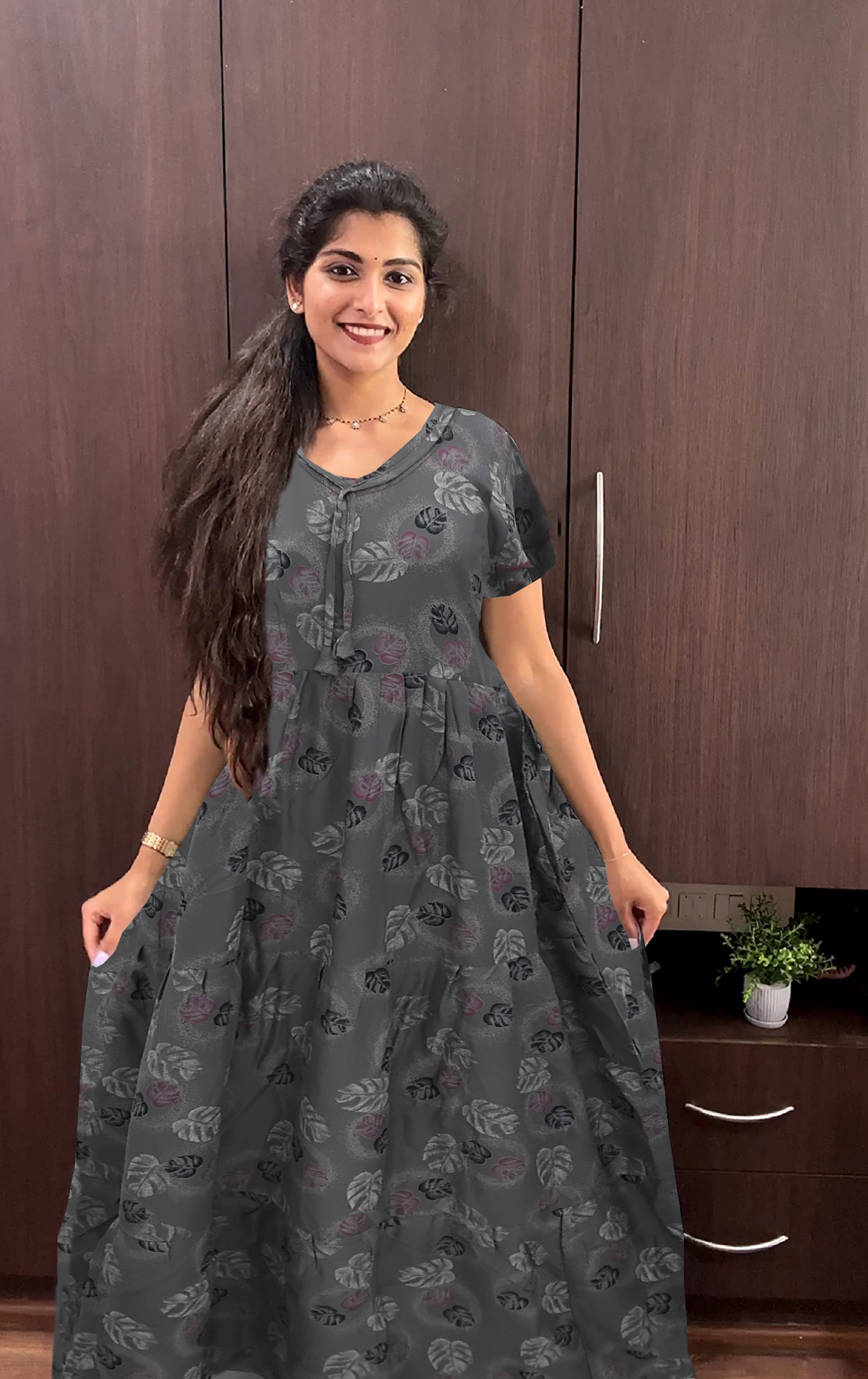 Stylish Alpine FULL FROCK Model Nighties| Fancy Sleeves & Neck Pattern| Side Pocket with Back Tie Rope | Perfect Nightwear Trendy Women's (FRK)