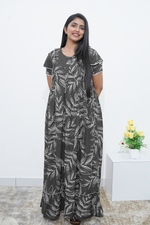 MANGAI Rayon Frock Nighties | Front Open Lengthy Zipper Comforts Feeding | Fancy Double Layered Sleeve's | Post & Pre Pregnancy's and Casual Wear | Side Pocket |Versatile Rayon Frock Night Gown's for Stylish Women's (RPW)