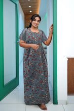 MANGAI Premium Cotton Printed Pleated Model Half Sleeve 4XL Size Nighties - Fancy Neck | With Side Pocket |Shrinkage Free Nighties | Trendy Collection's for Stylish Women's (4XL-VBS)