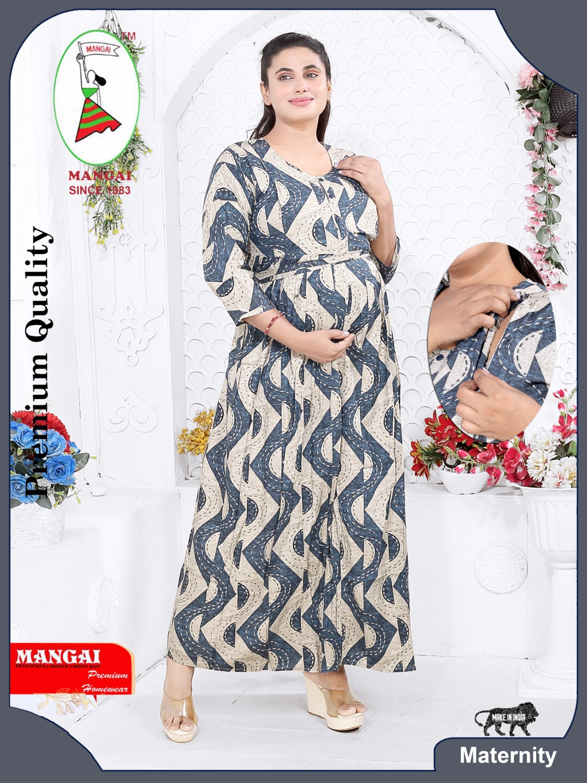 Soft Rayon4-IN-ONE Mom's Feeding & Casual Wear| Pre & Post Maternity Wear | Fancy Long Frock | Best Choice for Pregnancy Women (FIO-F)