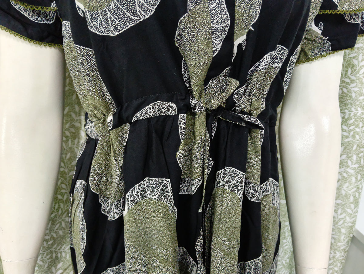 Stylish Arrivals Rayon Gathering Frock Model Night Gown's | Front Adjustable Gathering Style Rope Rope | Double Layer Sleeve | Trending Collection's for Stylish Women's (FKG)