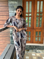 MANGAI Premium RAYON Printed Stylish U-Cut Model Night Suits | Stylish Print's All Over | Top & Bottom Set | 3/4 Sleeve| U-Cut Neck | Trendy Night Suits for Stylish Women's (RUNS-UCUT)