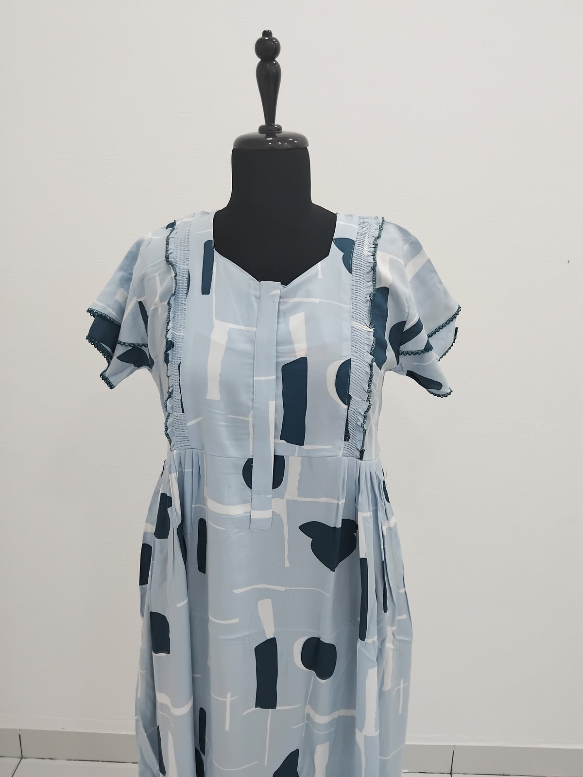 MANGAI Rayon Frock Nighties | Front Open Lengthy Zipper Comforts Feeding | Fancy Double Layered Butterfly Sleeve's | Post & Pre Pregnancy's and Casual Wear | Side Pocket |Versatile Rayon Frock Night Gown's for Stylish Women's (RPW)