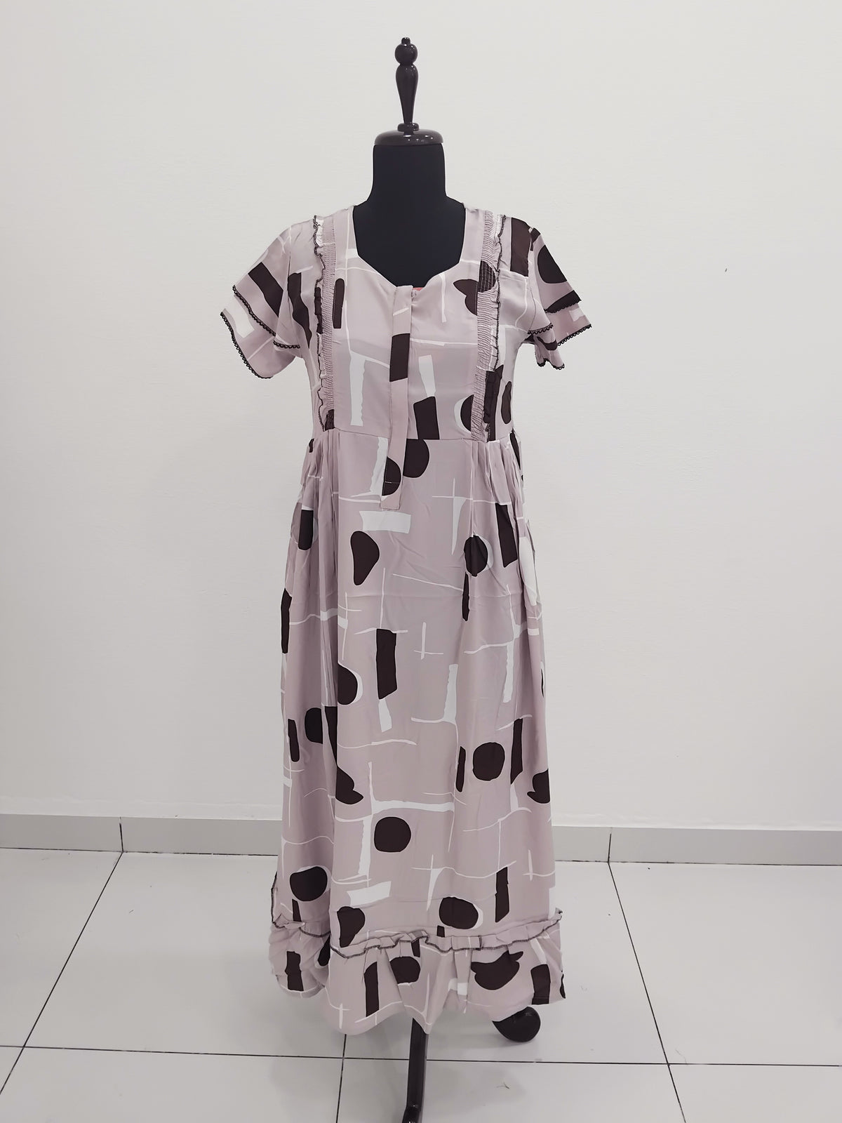 MANGAI Rayon Frock Nighties | Front Open Lengthy Zipper Comforts Feeding | Fancy Double Layered Butterfly Sleeve's | Post & Pre Pregnancy's and Casual Wear | Side Pocket |Versatile Rayon Frock Night Gown's for Stylish Women's (RPW)