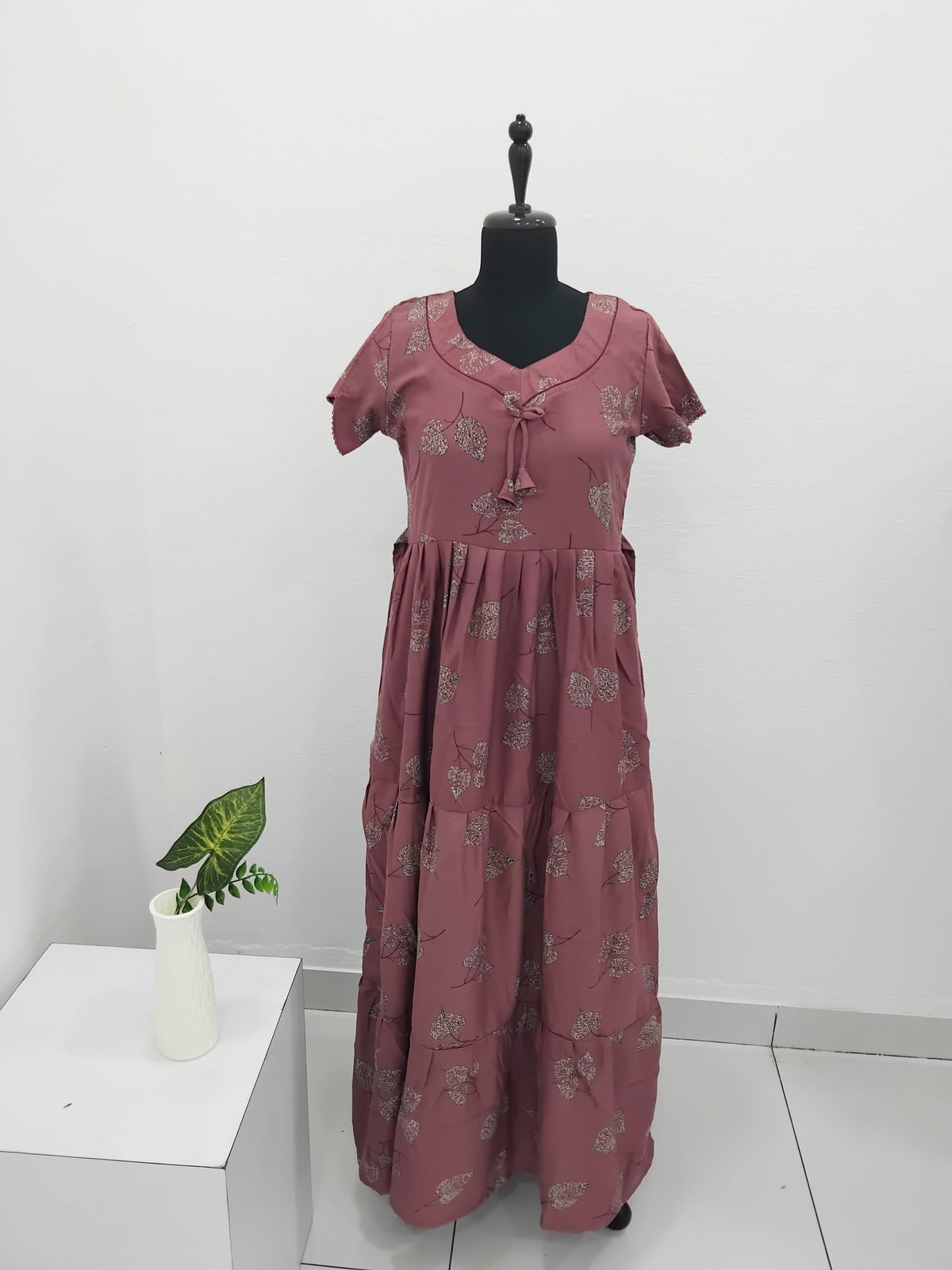 Stylish Alpine FULL FROCK Model Nighties| Fancy Sleeves & Neck Pattern| Side Pocket with Back Tie Rope | Perfect Nightwear Trendy Women's (AFK)