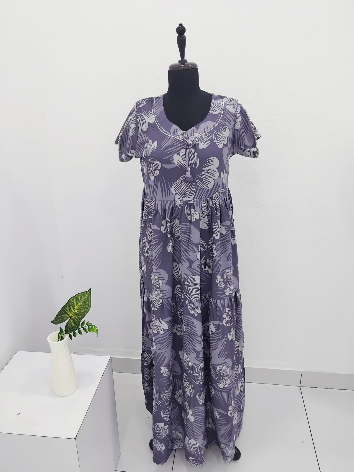 Stylish Alpine FULL FROCK Model Nighties| Fancy Sleeves & Neck Pattern| Side Pocket with Back Tie Rope | Perfect Nightwear Trendy Women's (FRK)