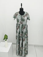 Stylish Alpine FULL FROCK Model Nighties| Fancy Sleeves & Neck Pattern| Side Pocket with Back Tie Rope | Perfect Nightwear Trendy Women's (FRK)