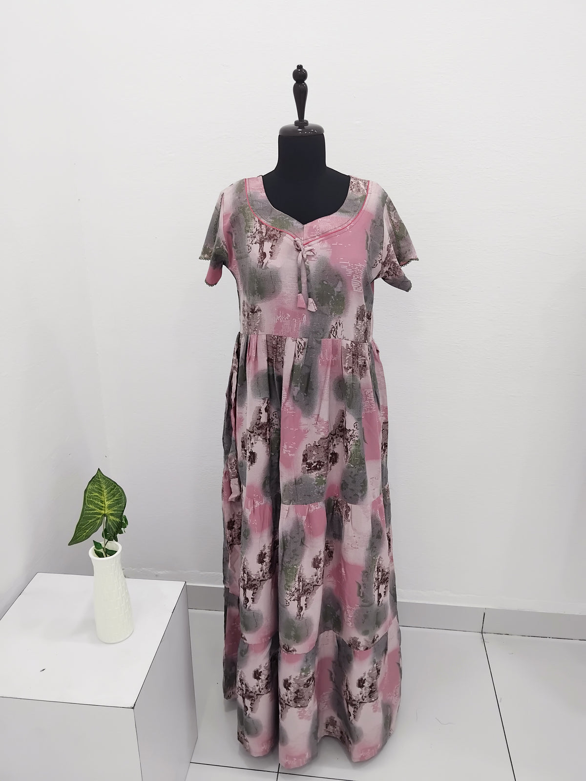 Stylish Alpine FULL FROCK Model Nighties| Fancy Sleeves & Neck Pattern| Side Pocket with Back Tie Rope | Perfect Nightwear Trendy Women's (FRK)