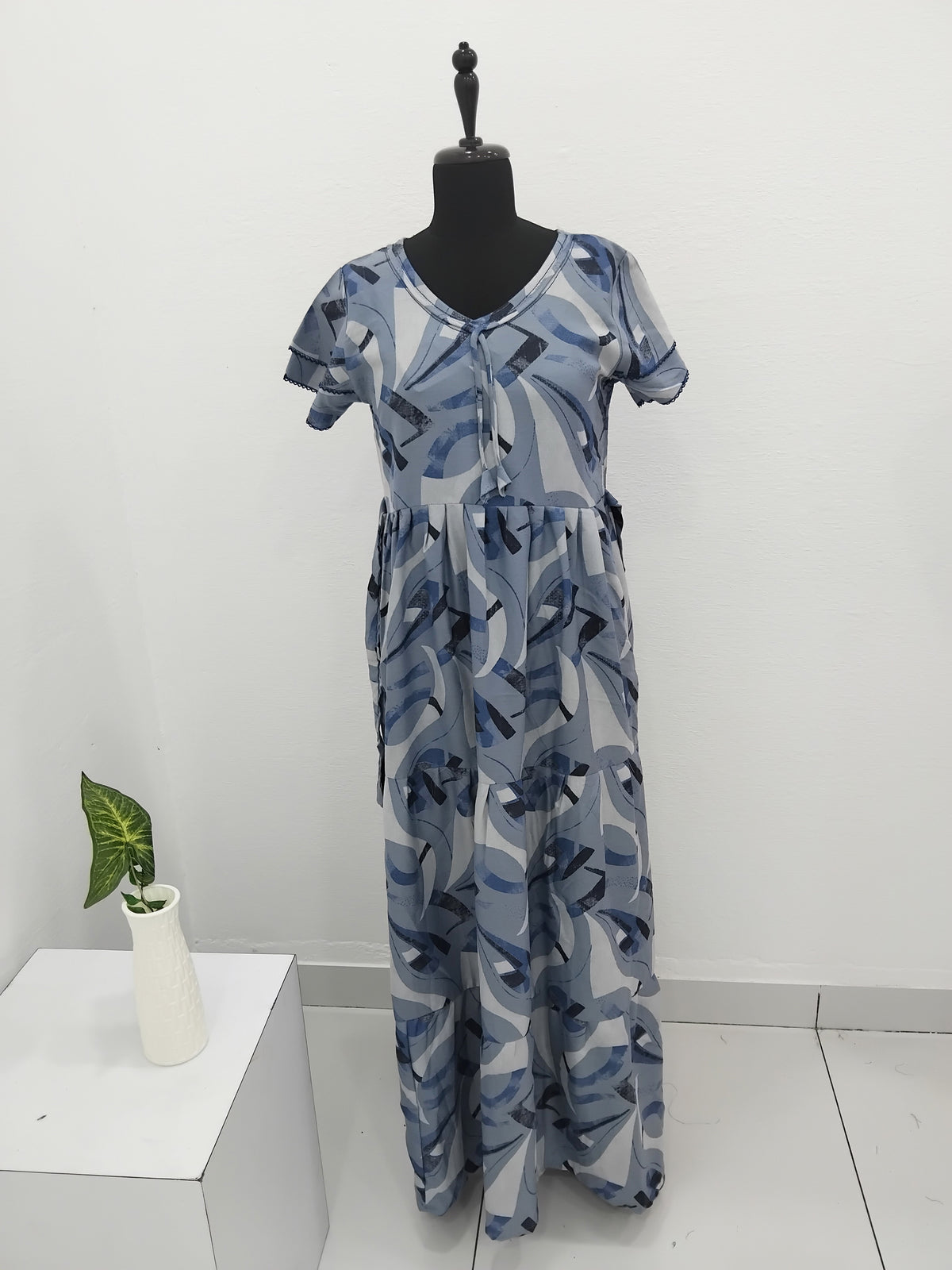 Stylish new FULL FROCK Model Nighties| Fancy Sleeves & Neck Pattern| Side Pocket with Back Tie Rope | Perfect Nightwear Trendy Women's (FRK)