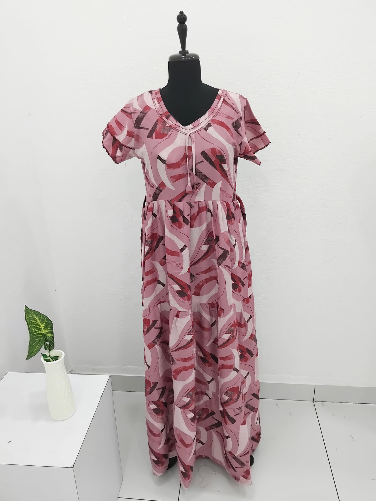 Stylish new FULL FROCK Model Nighties| Fancy Sleeves & Neck Pattern| Side Pocket with Back Tie Rope | Perfect Nightwear Trendy Women's (FRK)