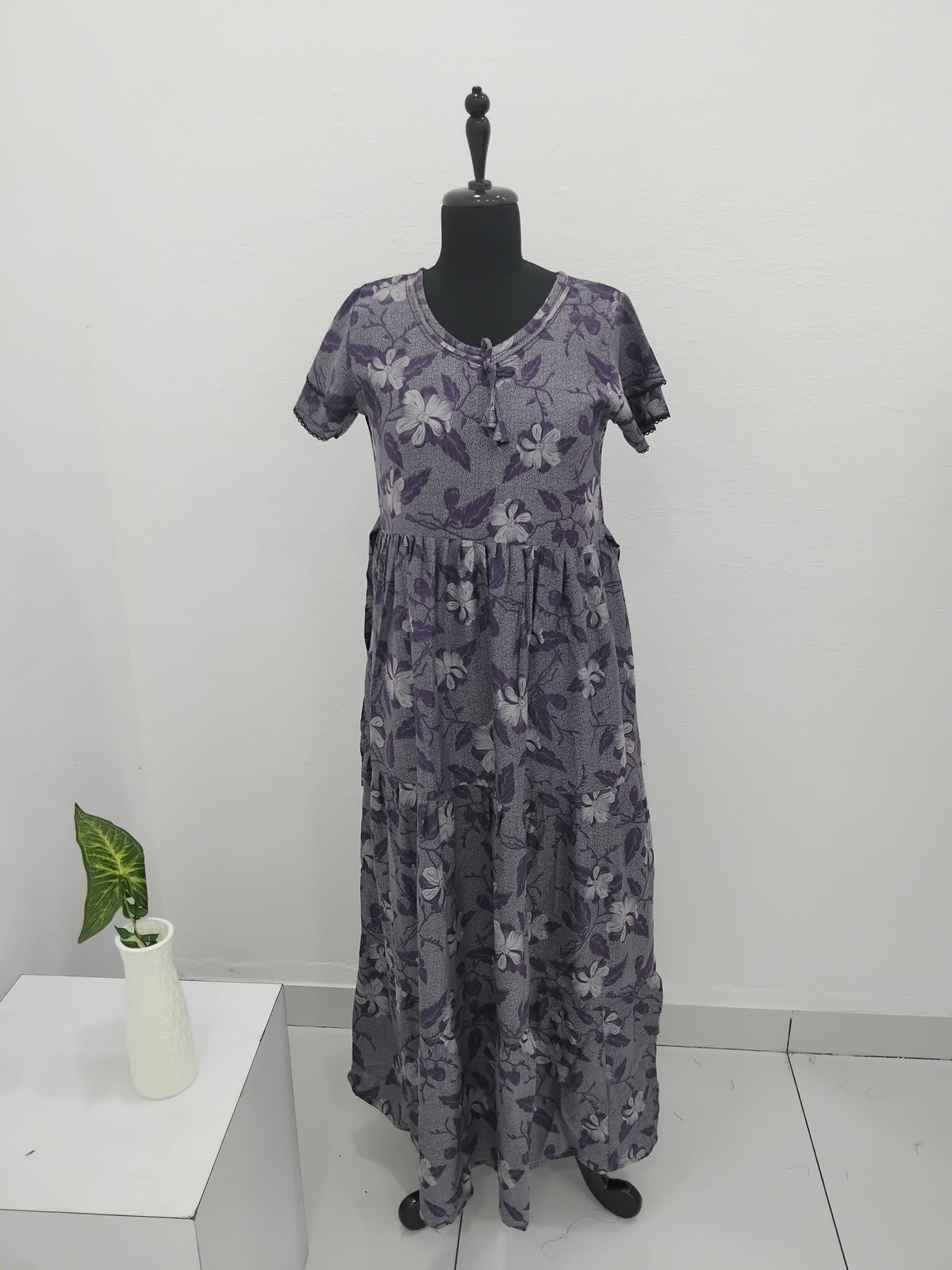 Stylish new FULL FROCK Model Nighties| Fancy Sleeves & Neck Pattern| Side Pocket with Back Tie Rope | Perfect Nightwear Trendy Women's (FRK)