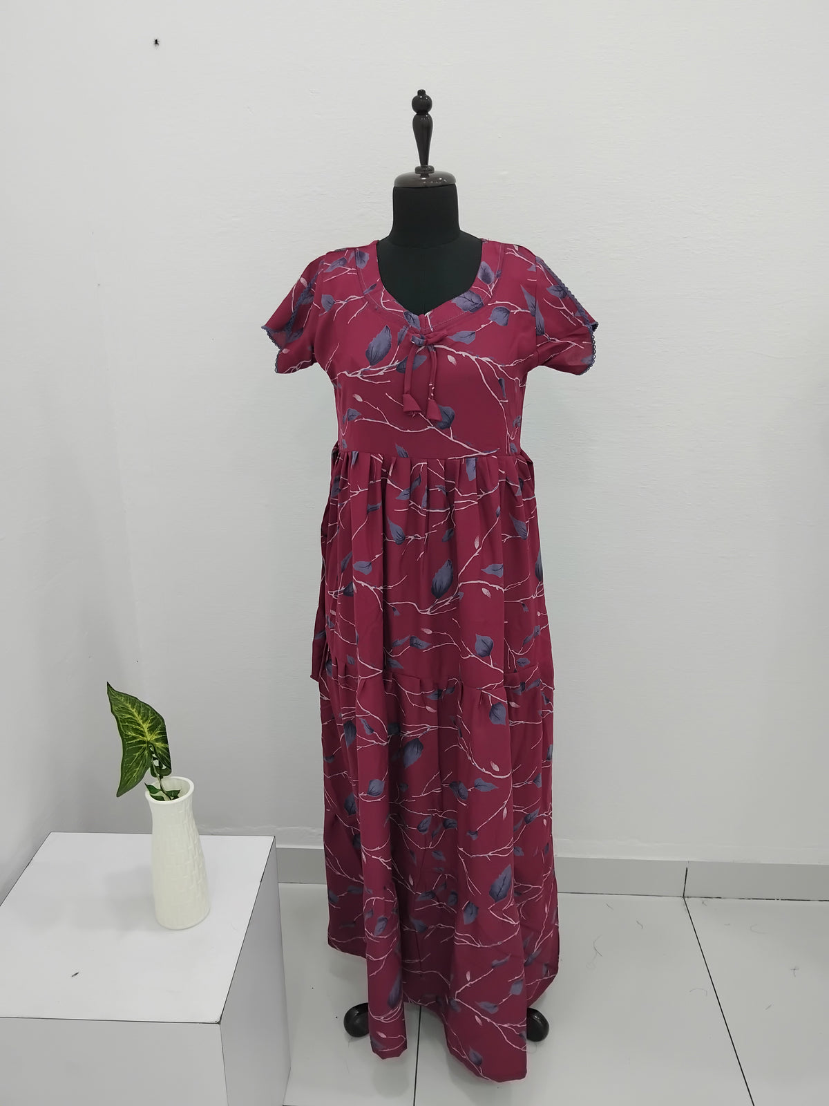 Stylish new FULL FROCK Model Nighties| Fancy Sleeves & Neck Pattern| Side Pocket with Back Tie Rope | Perfect Nightwear Trendy Women's (FRK)