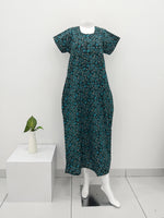 MANGAI Daily Wear Casual Comfort Fit Cotton Printed Nighties | Front Open Zipper Model | Fancy Round Neck with Side Pocket Cotton Nighties (DRN)