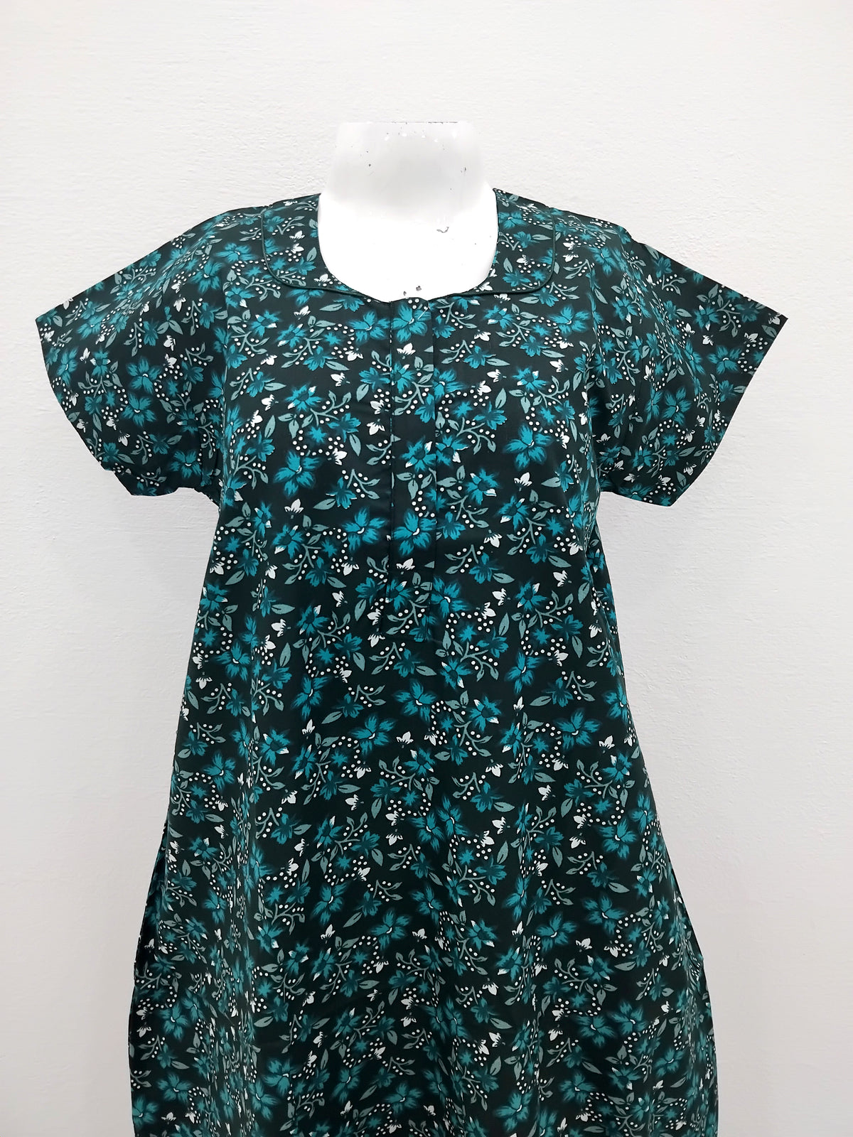 MANGAI Daily Wear Casual Comfort Fit Cotton Printed Nighties | Front Open Zipper Model | Fancy Round Neck with Side Pocket Cotton Nighties (DRN)