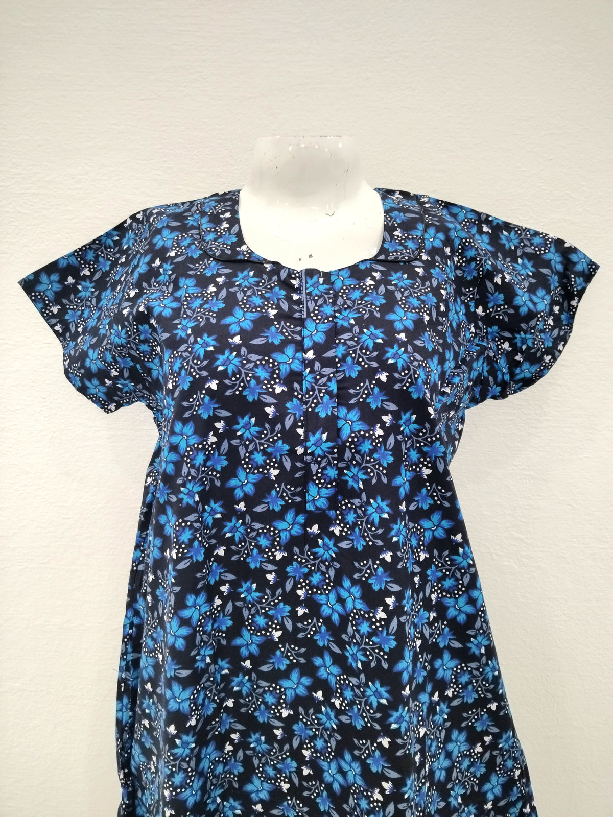 MANGAI Daily Wear Casual Comfort Fit Cotton Printed Nighties | Front Open Zipper Model | Fancy Round Neck with Side Pocket Cotton Nighties (DRN)