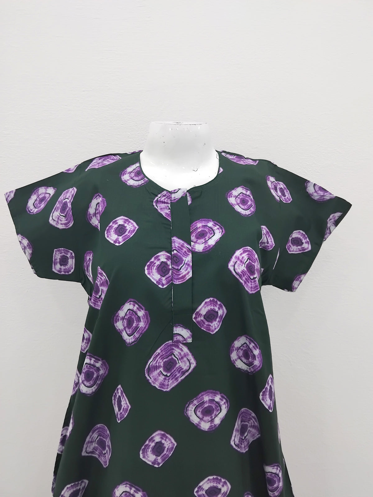 MANGAI Daily Wear Casual Comfort Fit Cotton Printed Nighties | Front Open Zipper Model | Fancy Round Neck with Side Pocket Cotton Nighties (DRN)