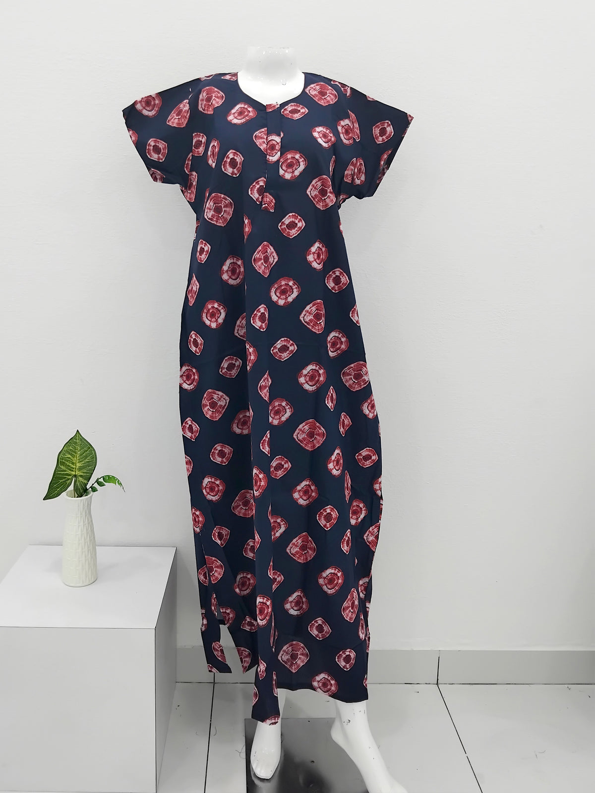 MANGAI Daily Wear Casual Comfort Fit Cotton Printed Nighties | Front Open Zipper Model | Fancy Round Neck with Side Pocket Cotton Nighties (DRN)