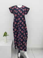 MANGAI Daily Wear Casual Comfort Fit Cotton Printed Nighties | Front Open Zipper Model | Fancy Round Neck with Side Pocket Cotton Nighties (DRN)