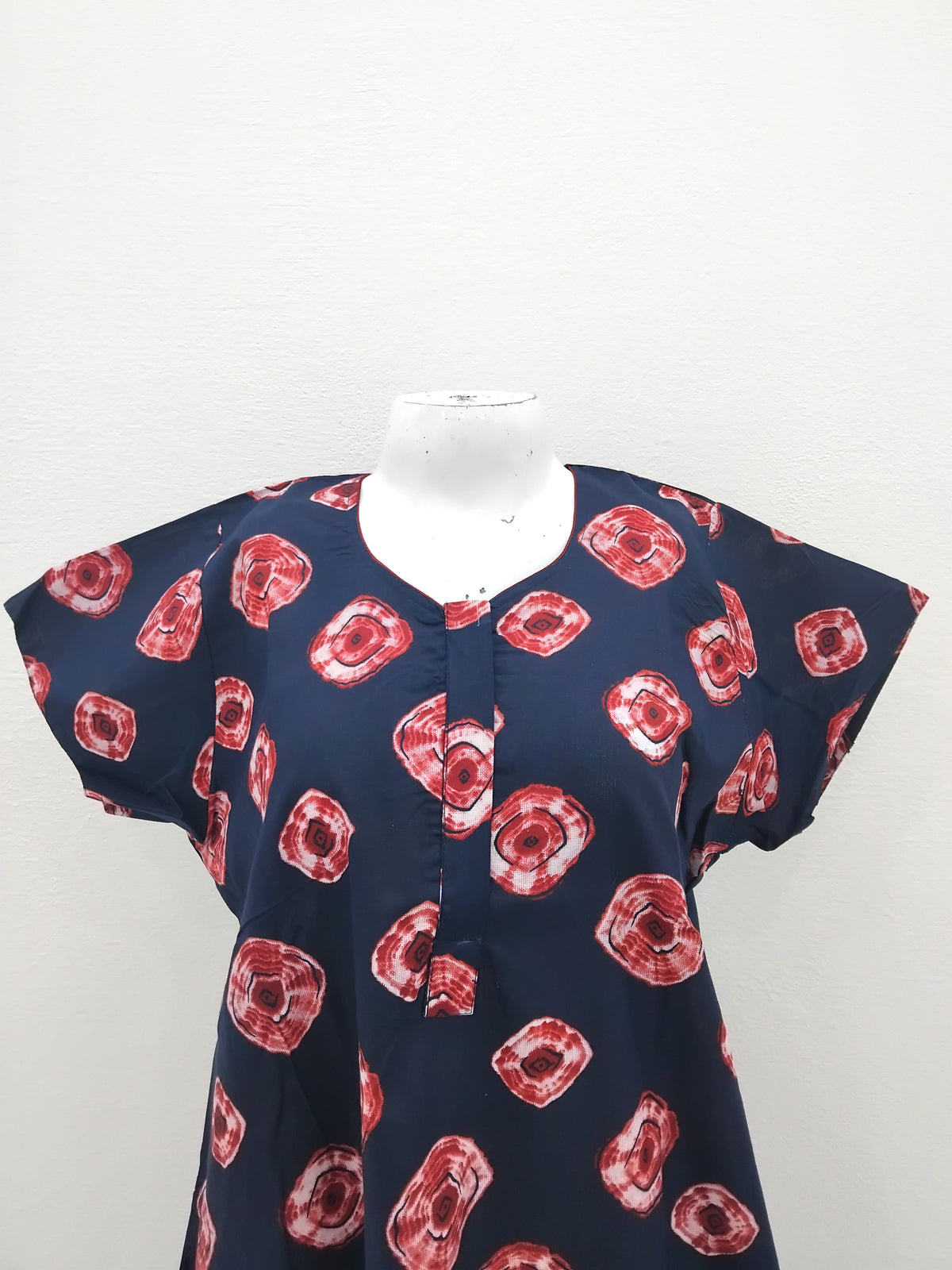 MANGAI Daily Wear Casual Comfort Fit Cotton Printed Nighties | Front Open Zipper Model | Fancy Round Neck with Side Pocket Cotton Nighties (DRN)