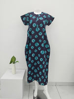 MANGAI Daily Wear Casual Comfort Fit Cotton Printed Nighties | Front Open Zipper Model | Fancy Round Neck with Side Pocket Cotton Nighties (DRN)