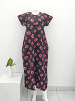 MANGAI Daily Wear Casual Comfort Fit Cotton Printed Nighties | Front Open Zipper Model | Fancy Round Neck with Side Pocket Cotton Nighties (DRN)