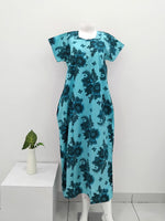 MANGAI Daily Wear Casual Comfort Fit Cotton Printed Nighties | Front Open Zipper Model | Fancy Round Neck with Side Pocket Cotton Nighties (DRN)