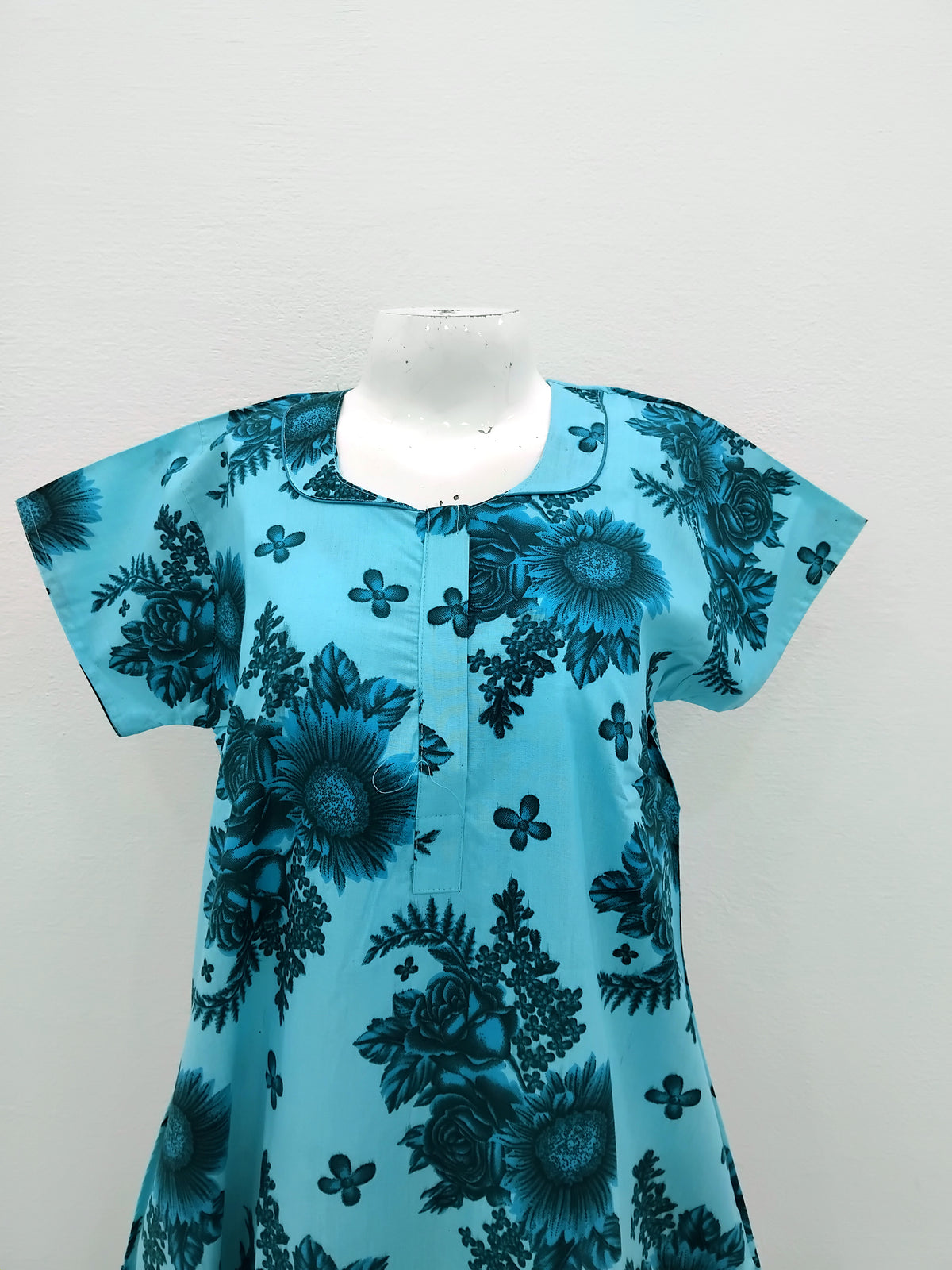 MANGAI Daily Wear Casual Comfort Fit Cotton Printed Nighties | Front Open Zipper Model | Fancy Round Neck with Side Pocket Cotton Nighties (DRN)